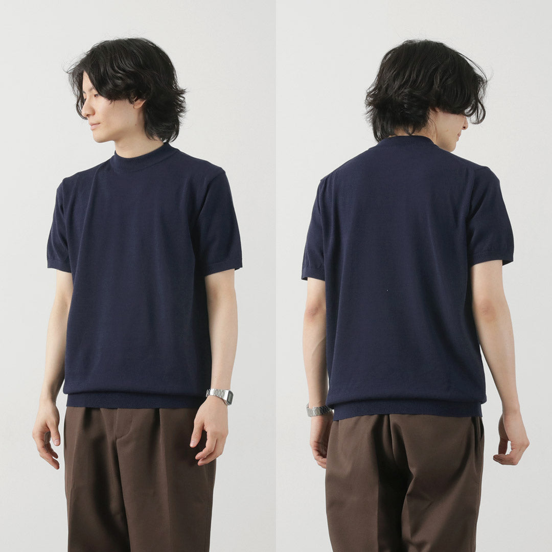 【20%OFF】MOONCASTLE(ムーンキャッスル) アイスコットン モックネック ショートスリーブ ニットTee 2024年モデル