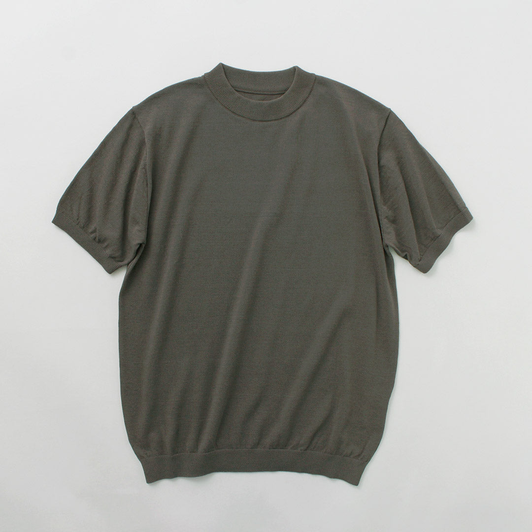 【20%OFF】MOONCASTLE(ムーンキャッスル) アイスコットン モックネック ショートスリーブ ニットTee 2024年モデル