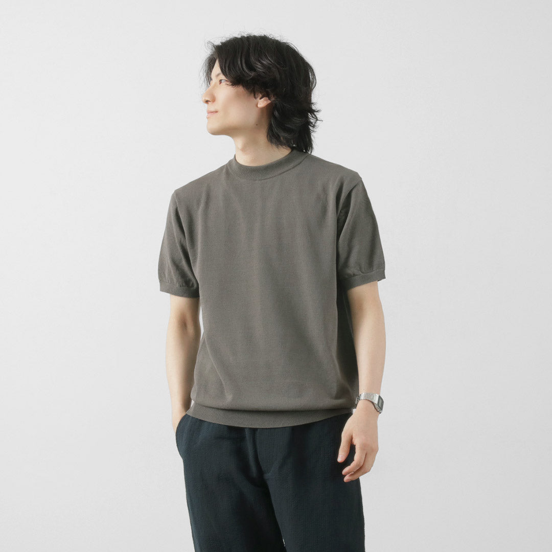 【20%OFF】MOONCASTLE(ムーンキャッスル) アイスコットン モックネック ショートスリーブ ニットTee 2024年モデル