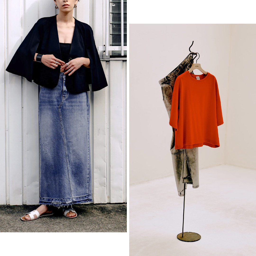 YENN(イェン) バックスリット デニムマキシスカート