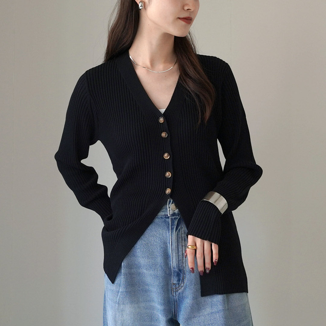 YENN(イェン) リブニット カーディガン