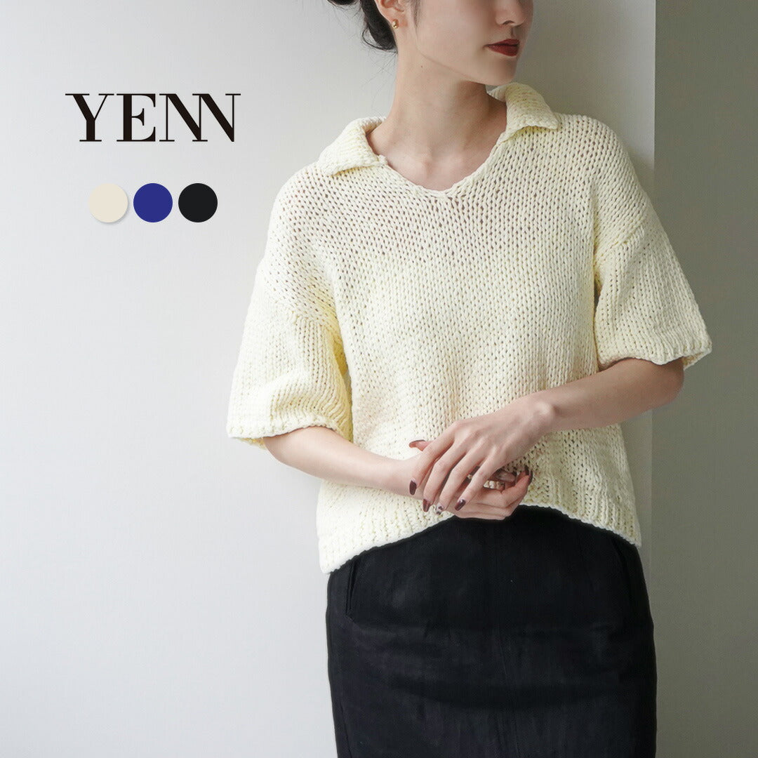 YENN(イェン) ハンドニット ポロカラー プルオーバー