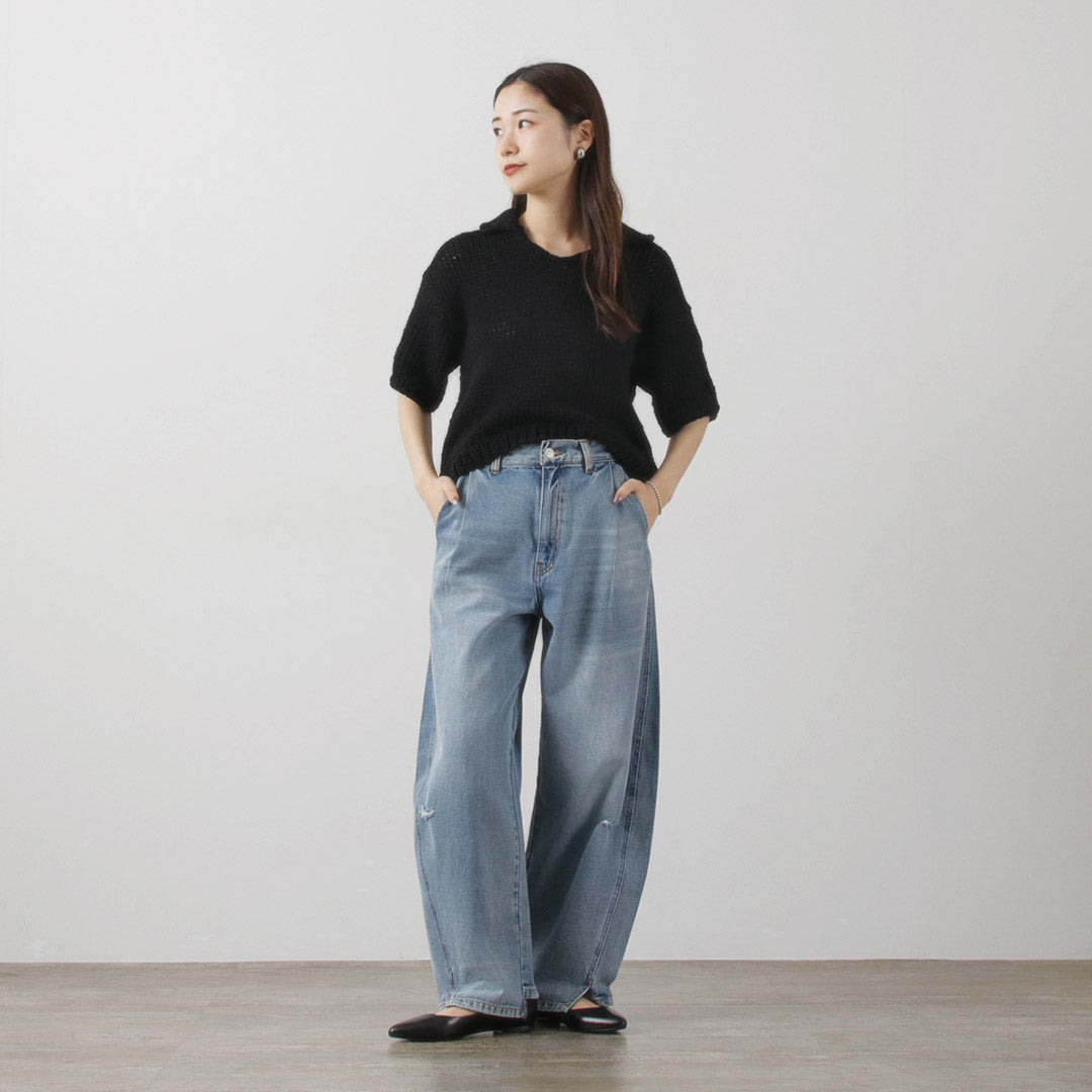 YENN(イェン) ハンドニット ポロカラー プルオーバー