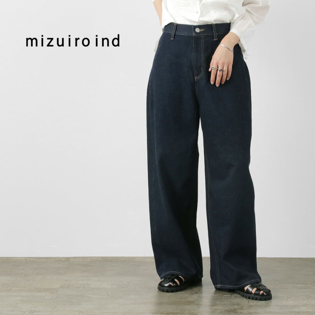 mizuiro ind(ミズイロインド) ハイウェスト ワイドデニム