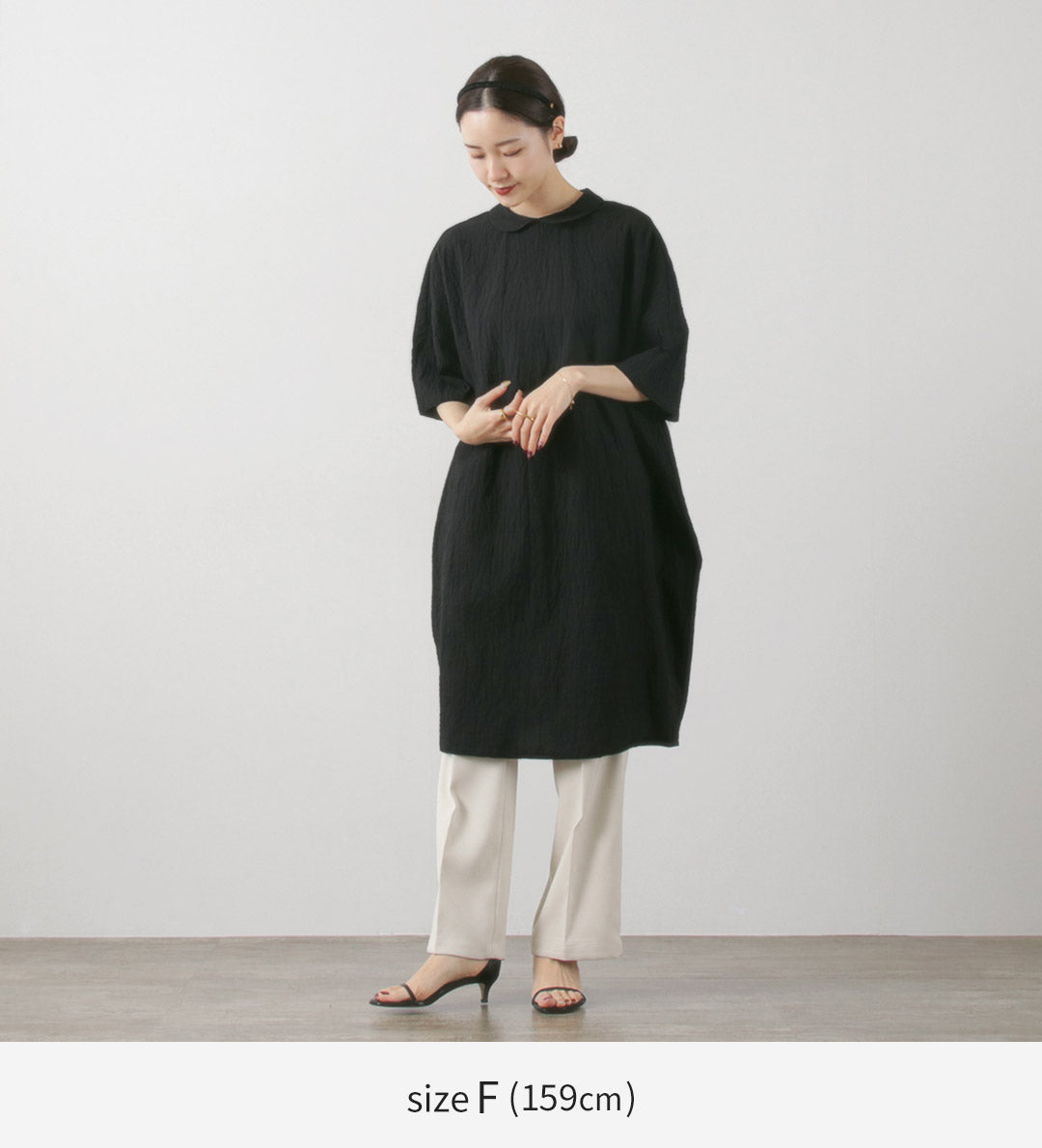 mizuiro ind(ミズイロインド) ラウンドカラー コクーンワンピース