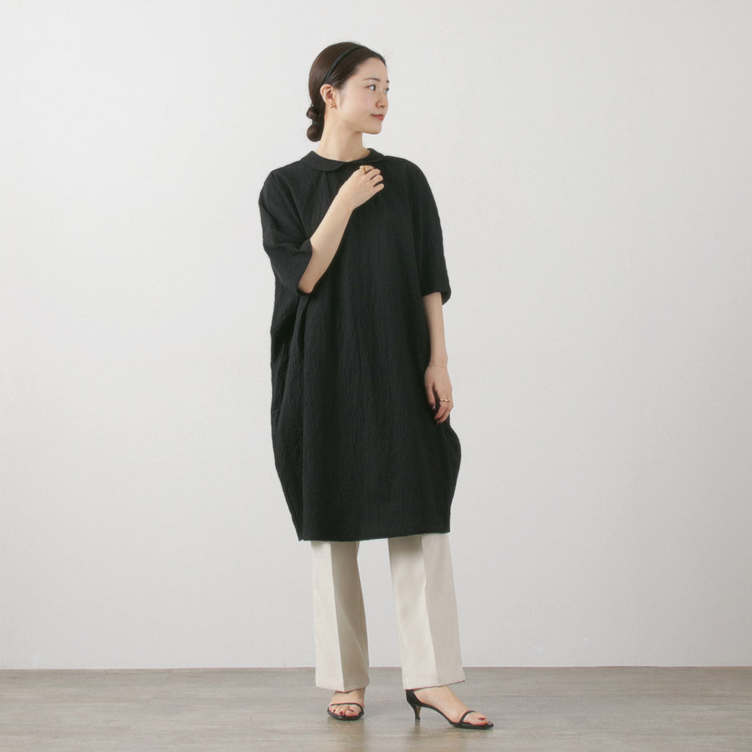 mizuiro ind(ミズイロインド) ラウンドカラー コクーンワンピース