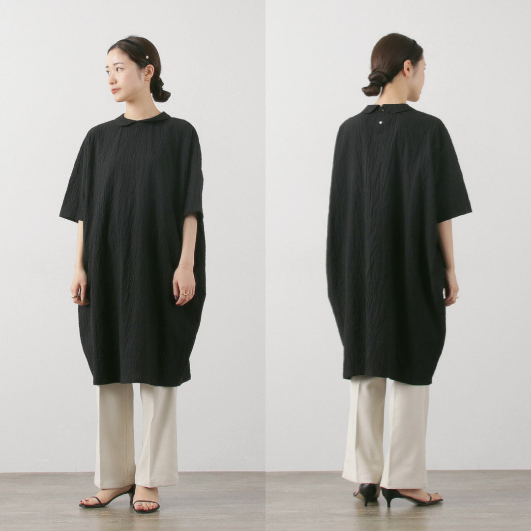 mizuiro ind(ミズイロインド) ラウンドカラー コクーンワンピース