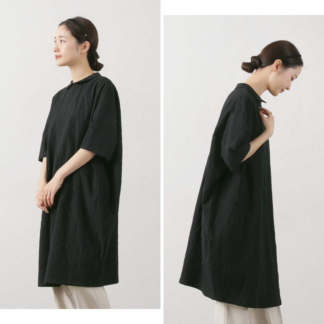 mizuiro ind(ミズイロインド) ラウンドカラー コクーンワンピース