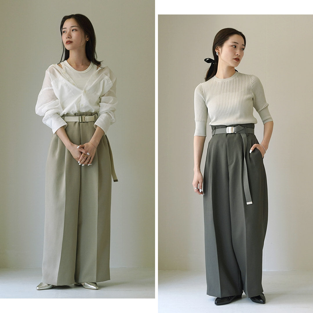 ETRE TOKYO(エトレトウキョウ) ハイウエストベルテッドセミワイドパンツ