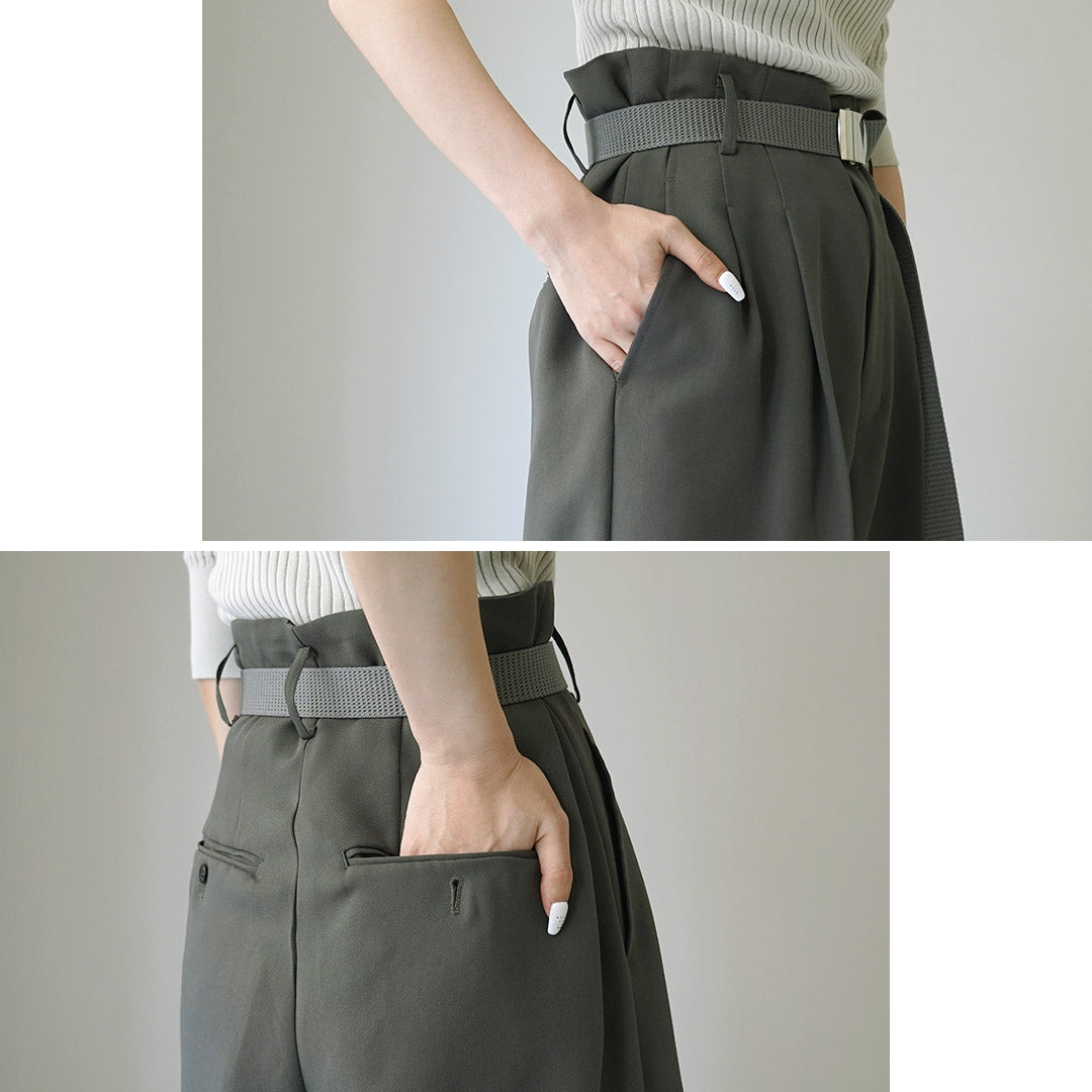 ETRE TOKYO(エトレトウキョウ) ハイウエストベルテッドセミワイドパンツ