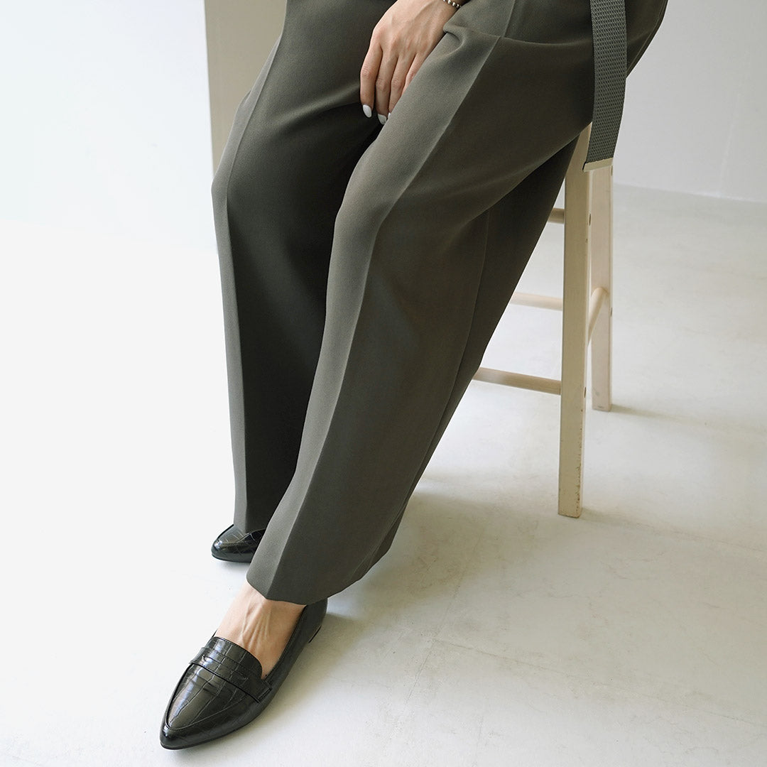 ETRE TOKYO(エトレトウキョウ) ハイウエストベルテッドセミワイドパンツ