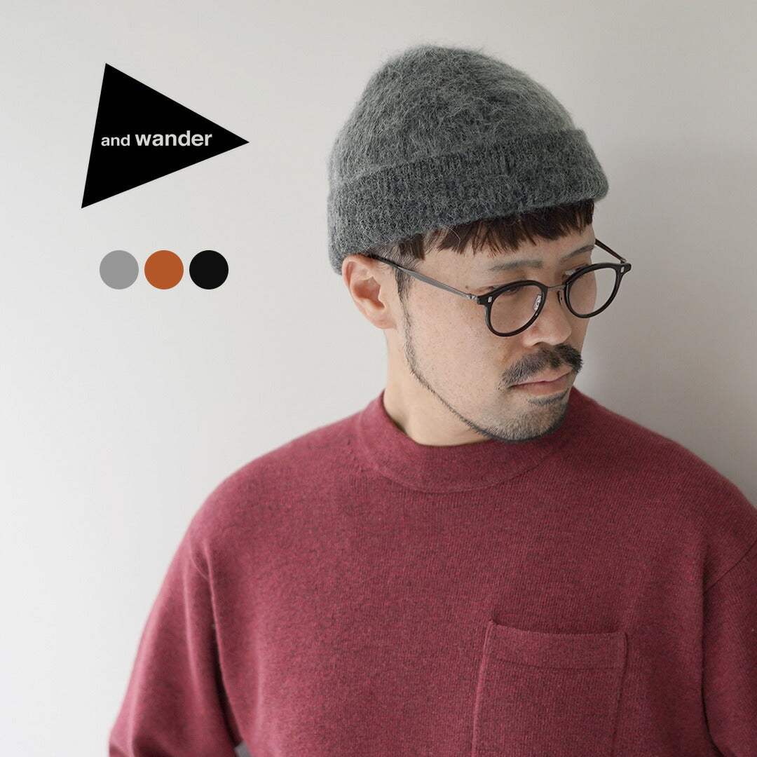 AND WANDER(アンドワンダー) モヘアウール ニットキャップ