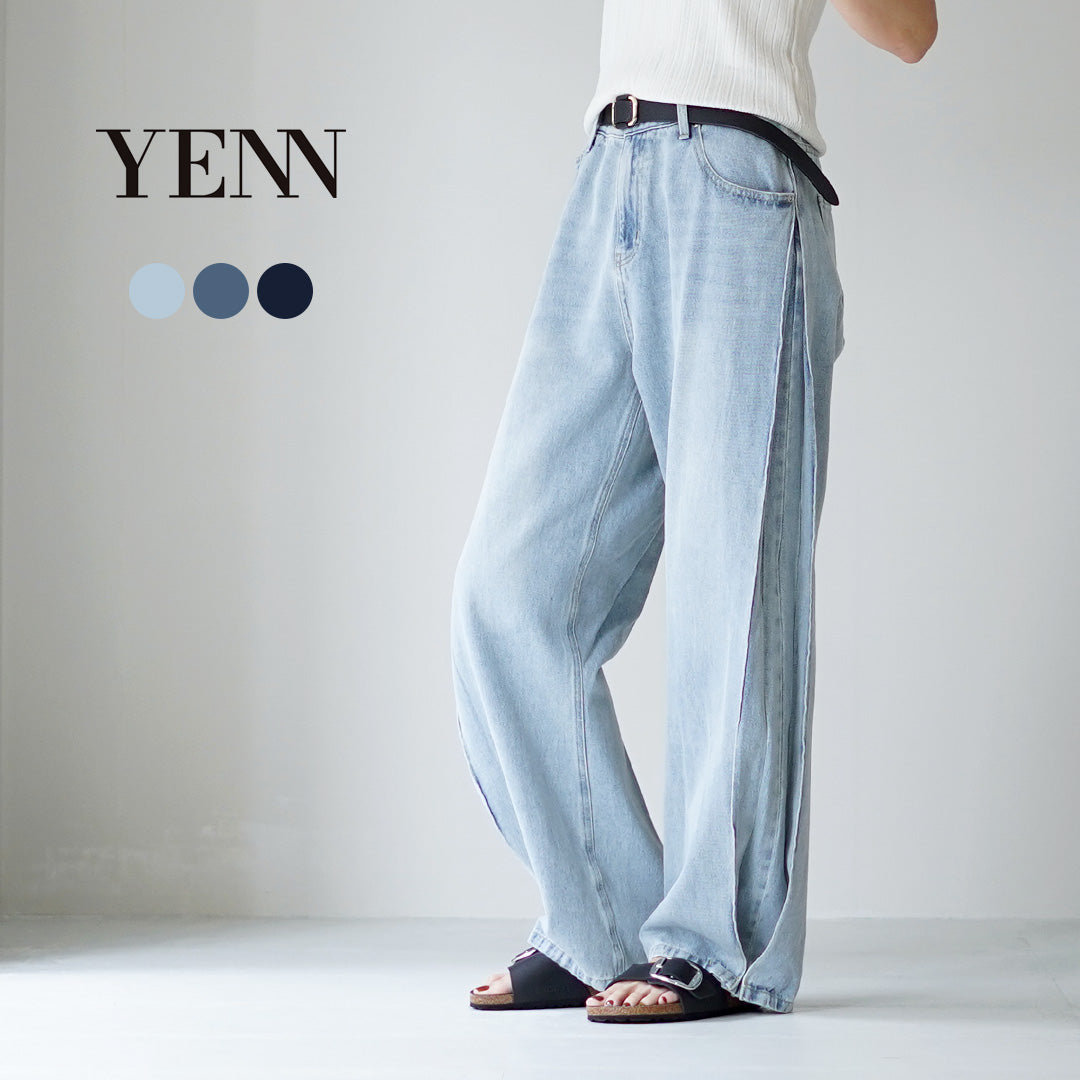 YENN(イェン) サイドプリーツ デニムパンツ