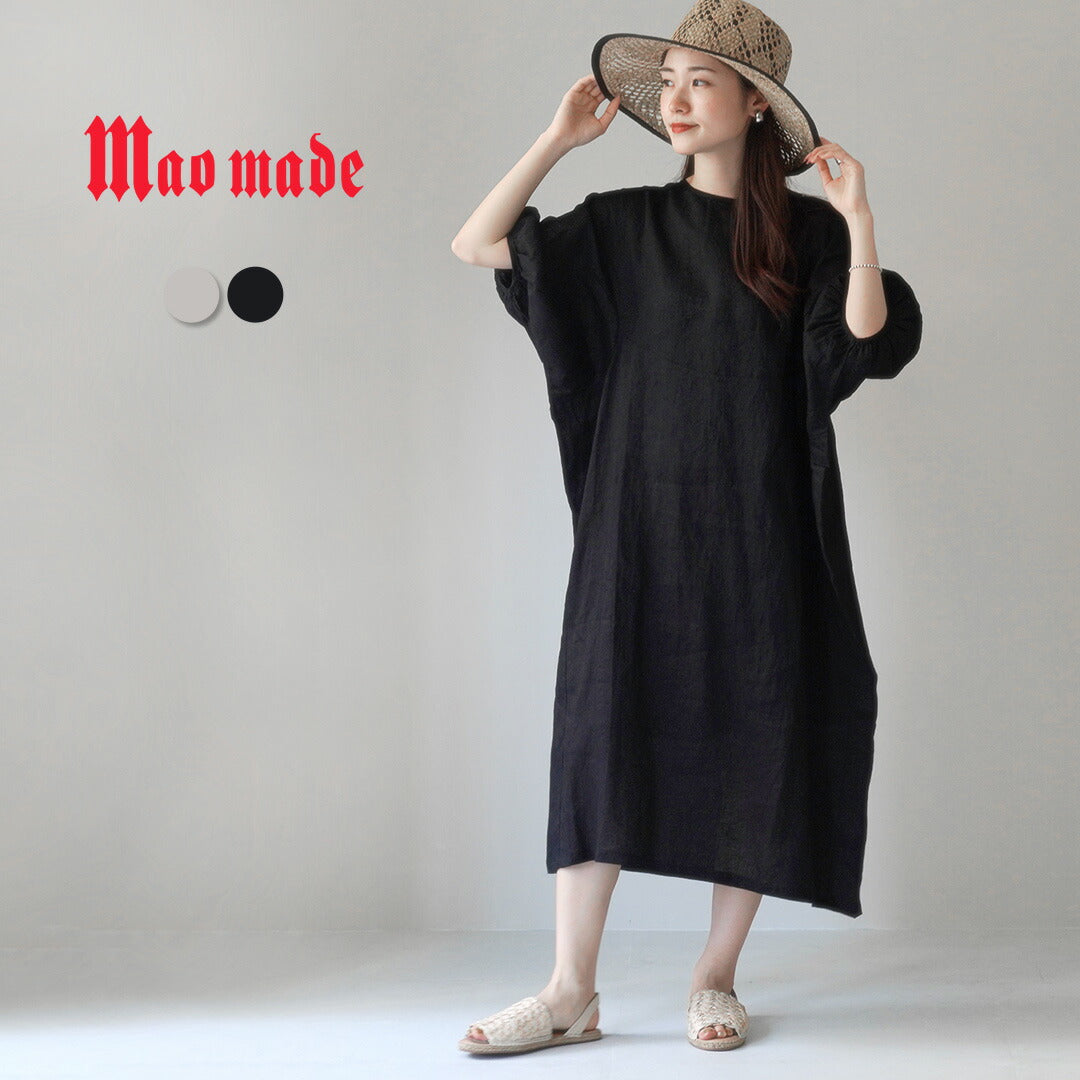 MAO MADE(マオメイド) ボリュームスリーブ リネンワンピース