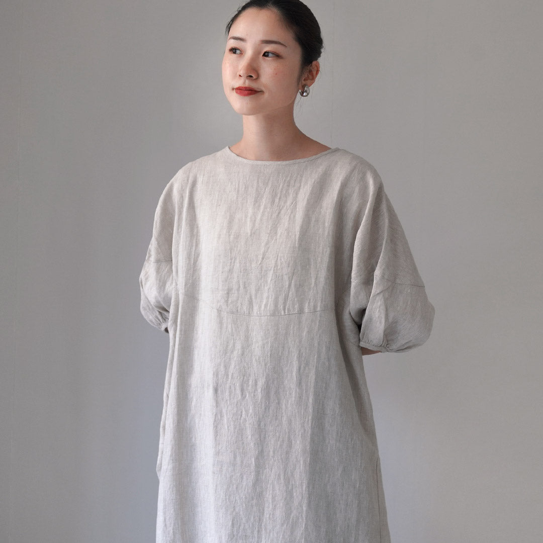 MAO MADE(マオメイド) ボリュームスリーブ リネンワンピース