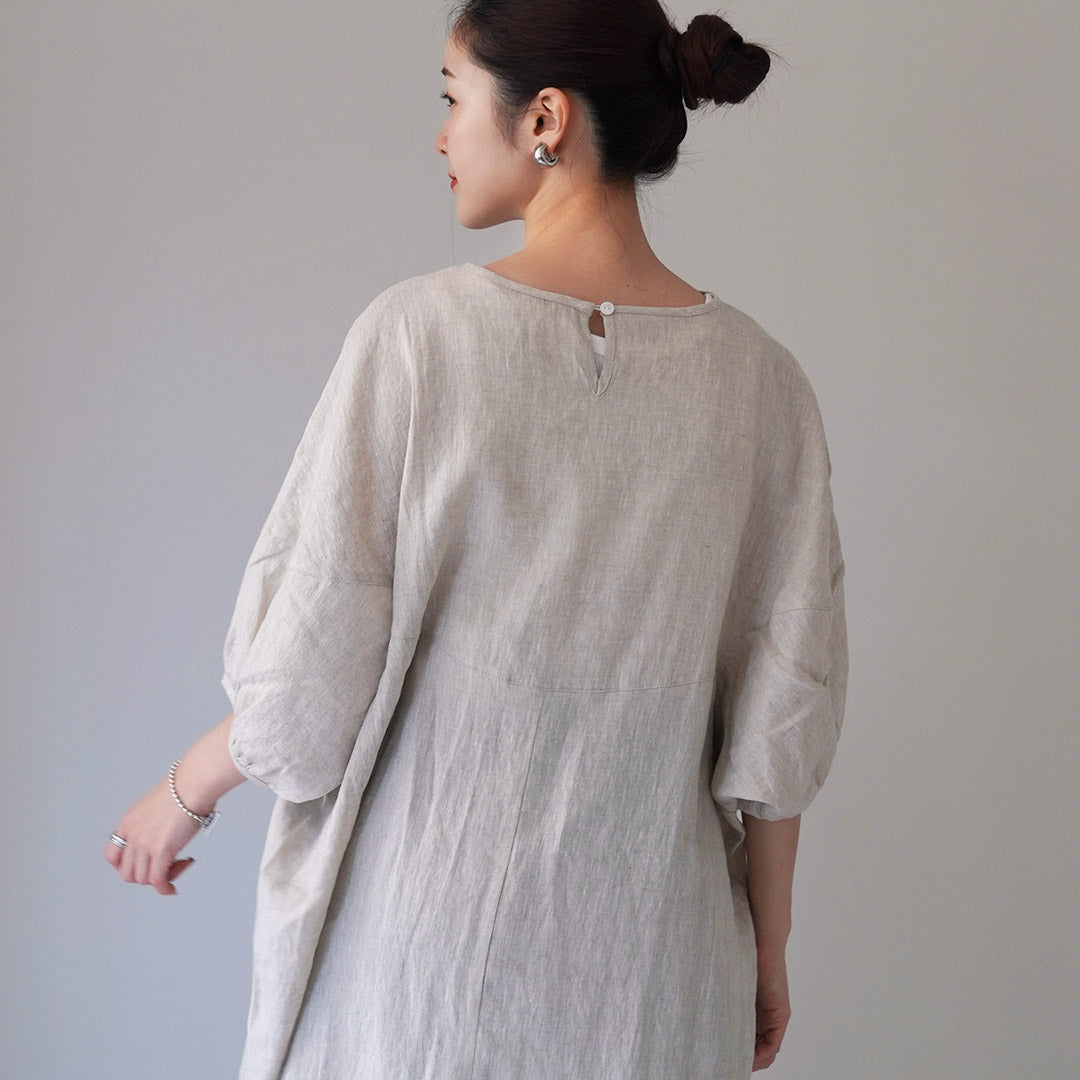MAO MADE(マオメイド) ボリュームスリーブ リネンワンピース