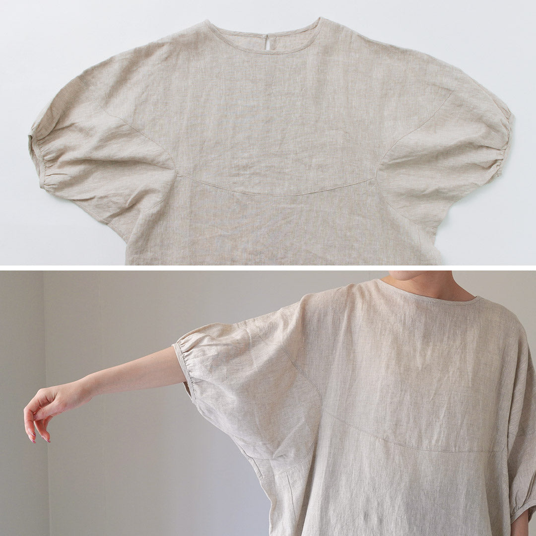MAO MADE(マオメイド) ボリュームスリーブ リネンワンピース
