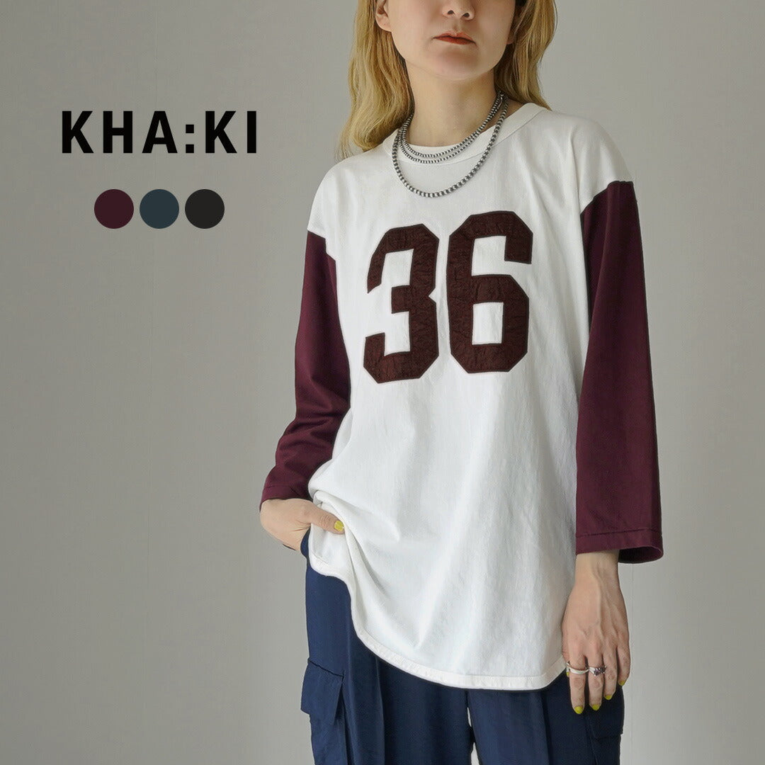 【30%OFF】KHA:KI(カーキ) 刺繍ベースボールTEE