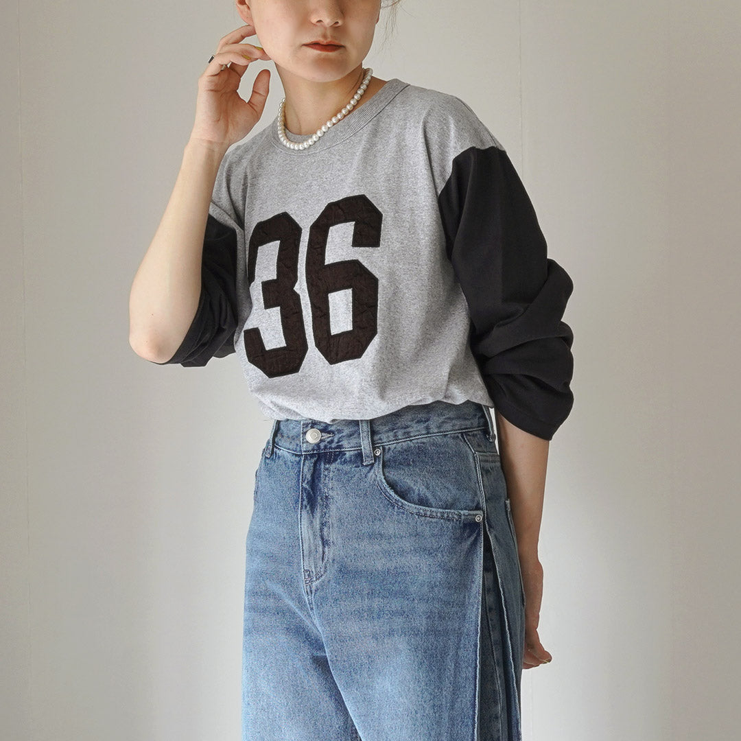 【30%OFF】KHA:KI(カーキ) 刺繍ベースボールTEE