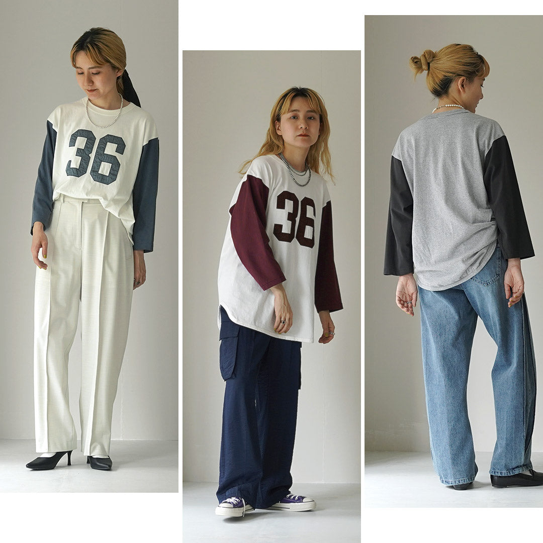 【30%OFF】KHA:KI(カーキ) 刺繍ベースボールTEE