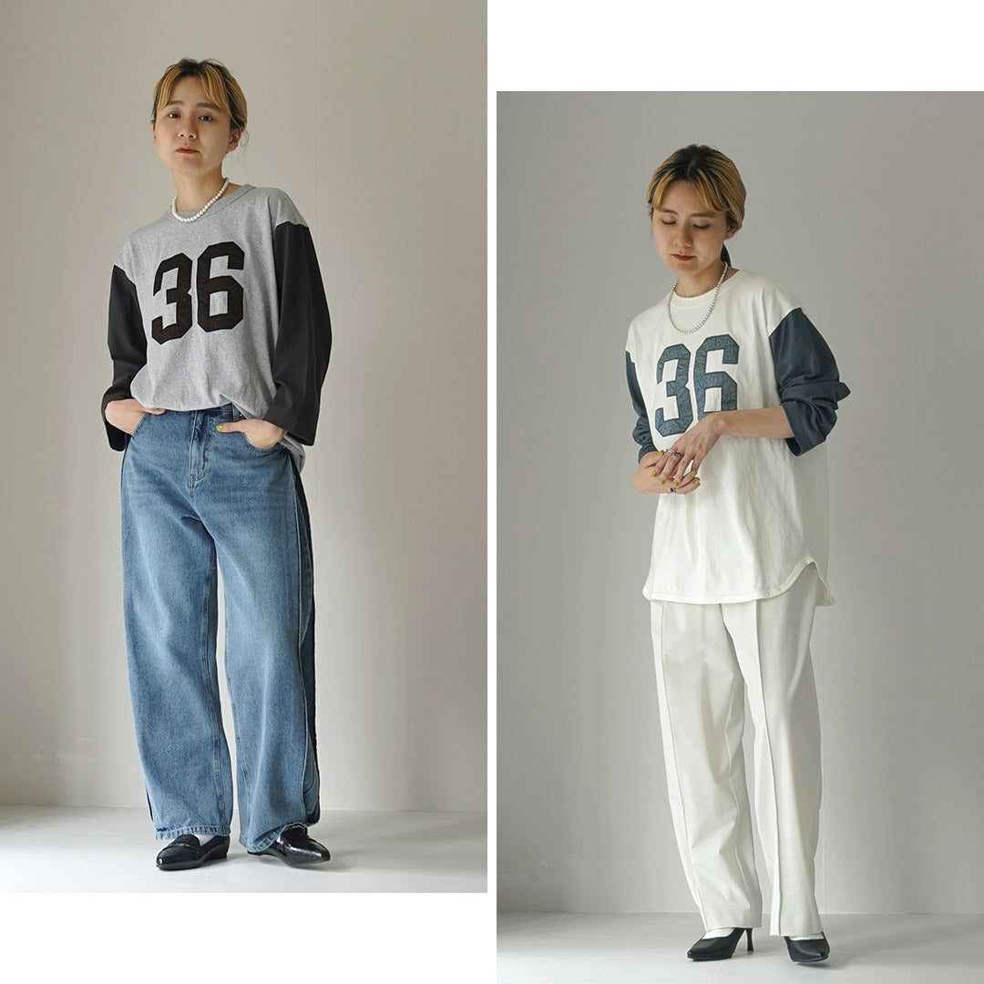 【30%OFF】KHA:KI(カーキ) 刺繍ベースボールTEE