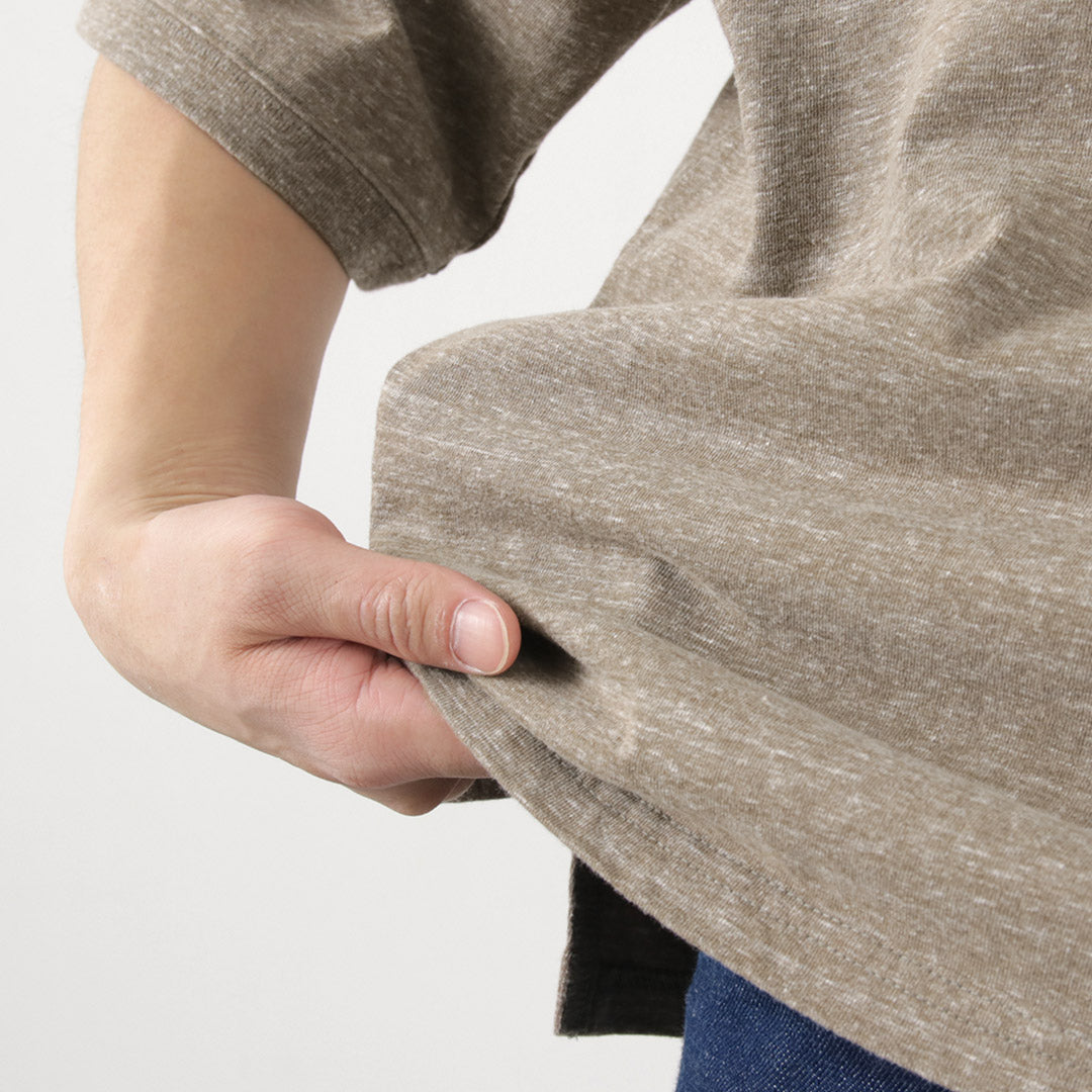 REMI RELIEF(レミレリーフ) 別注 メランジ天竺 半袖 ヘンリーネックポケットTシャツ