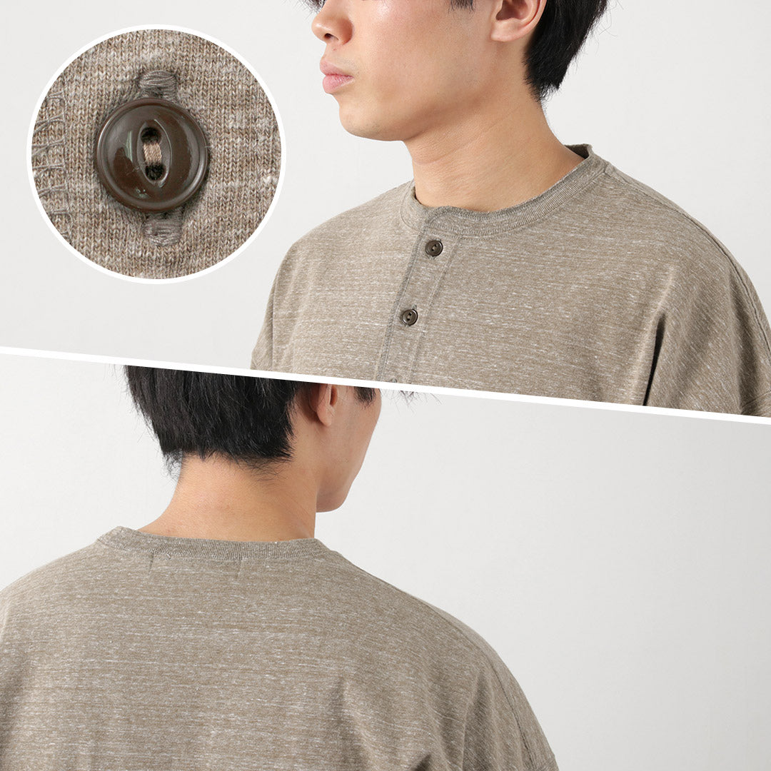 REMI RELIEF(レミレリーフ) 別注 メランジ天竺 半袖 ヘンリーネックポケットTシャツ