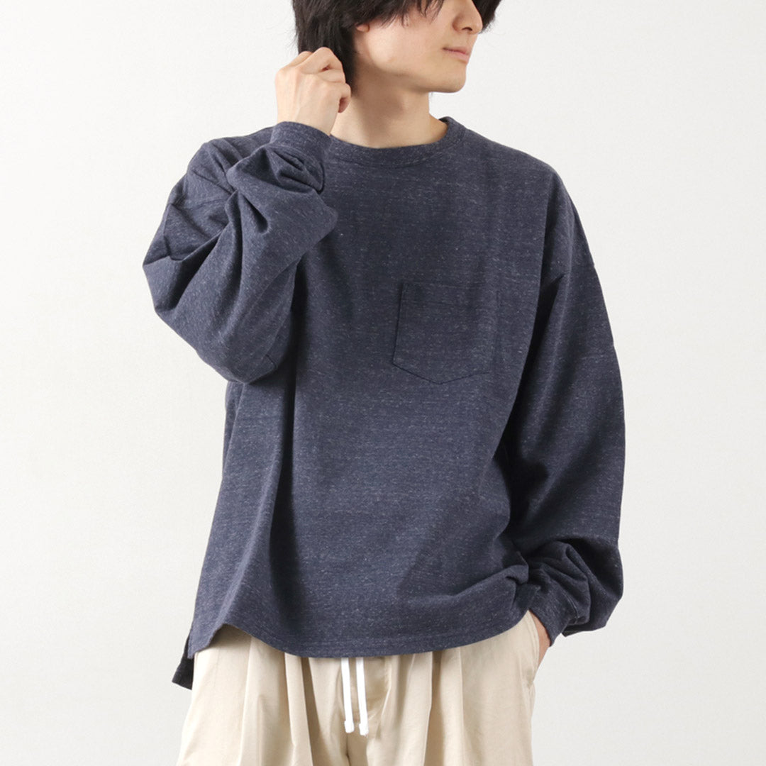 REMI RELIEF(レミレリーフ)別注 メランジ天竺 ロングスリーブ ポケットTシャツ