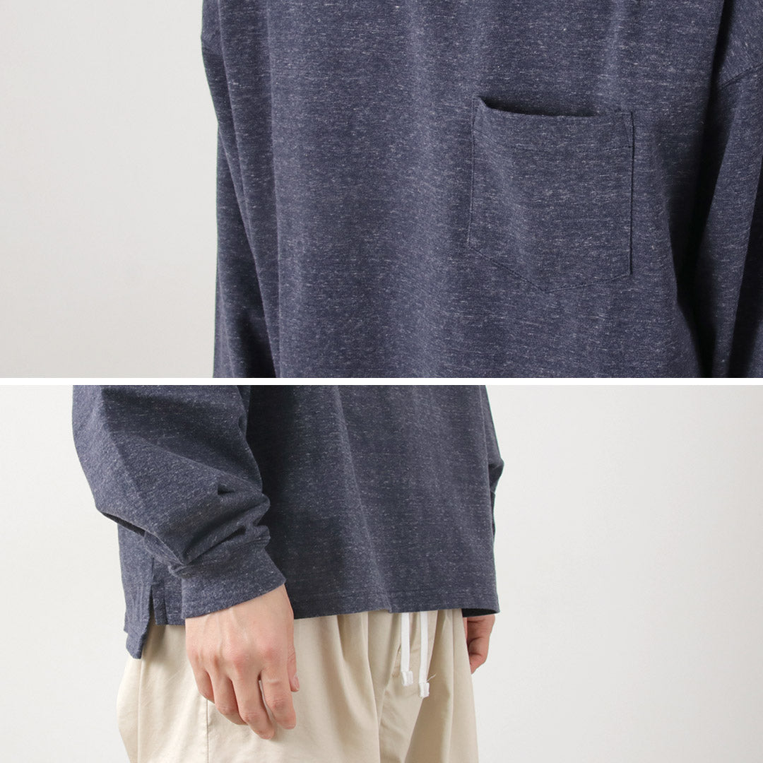 REMI RELIEF(レミレリーフ)別注 メランジ天竺 ロングスリーブ ポケットTシャツ