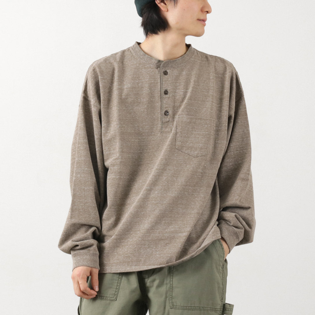 REMI RELIEF(レミレリーフ) 別注 メランジ天竺 ロングスリーブ ヘンリーネック ポケットTシャツ