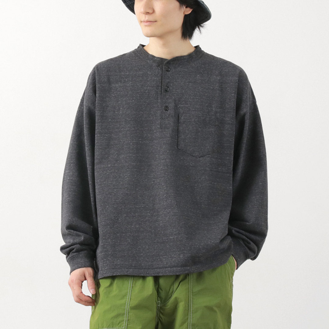 REMI RELIEF(レミレリーフ) 別注 メランジ天竺 ロングスリーブ ヘンリーネック ポケットTシャツ