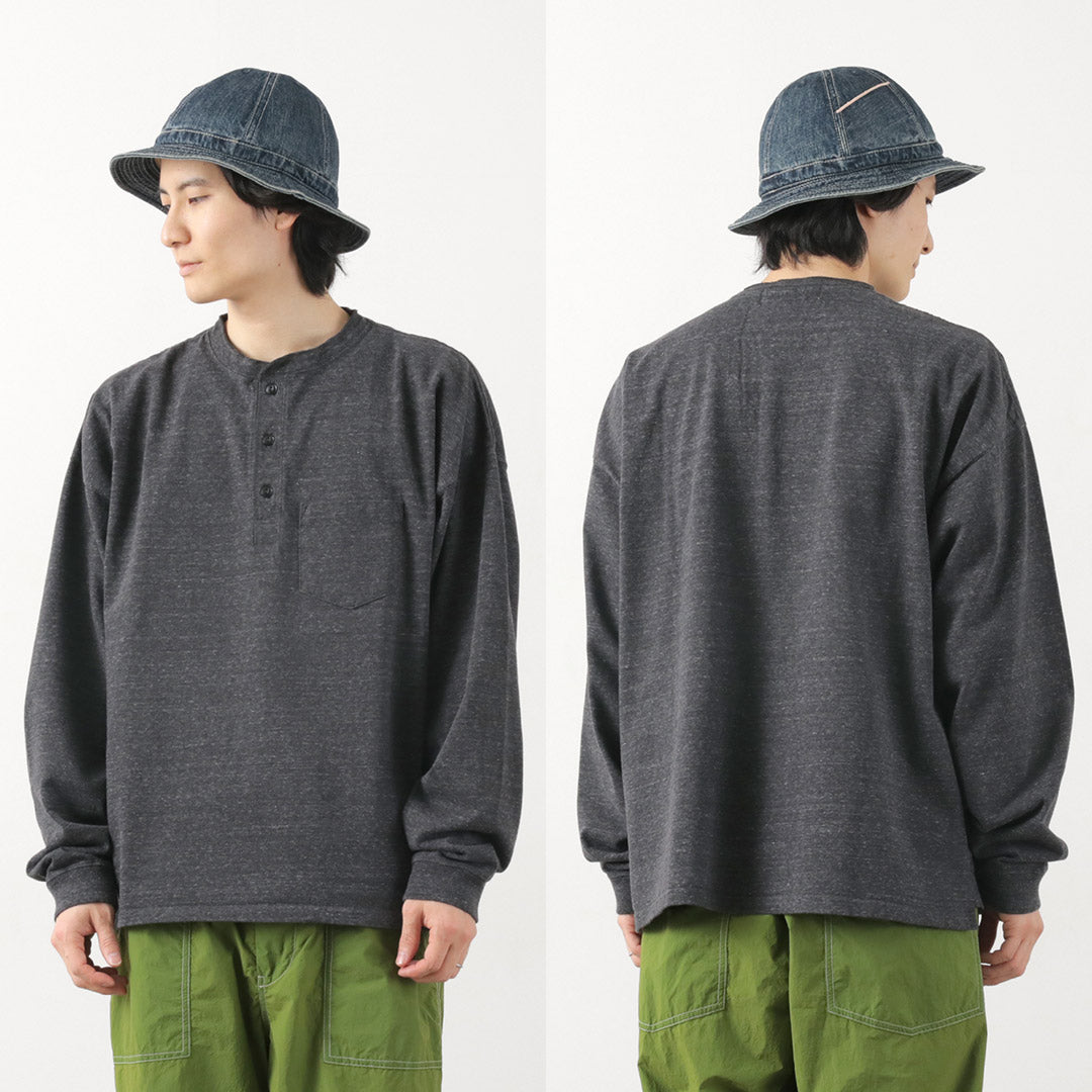 REMI RELIEF(レミレリーフ) 別注 メランジ天竺 ロングスリーブ ヘンリーネック ポケットTシャツ