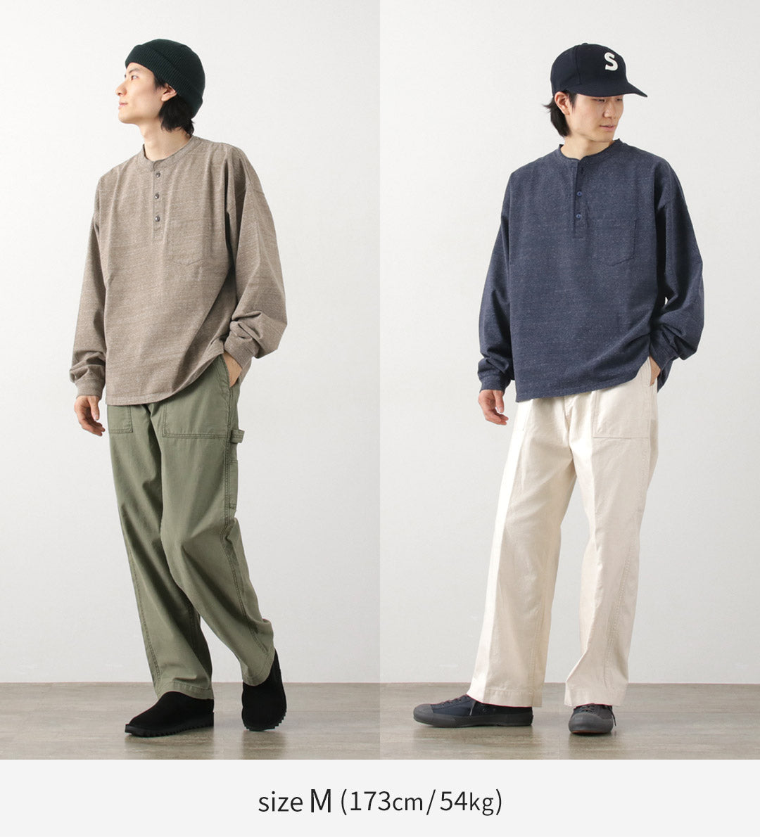 REMI RELIEF(レミレリーフ) 別注 メランジ天竺 ロングスリーブ ヘンリーネック ポケットTシャツ