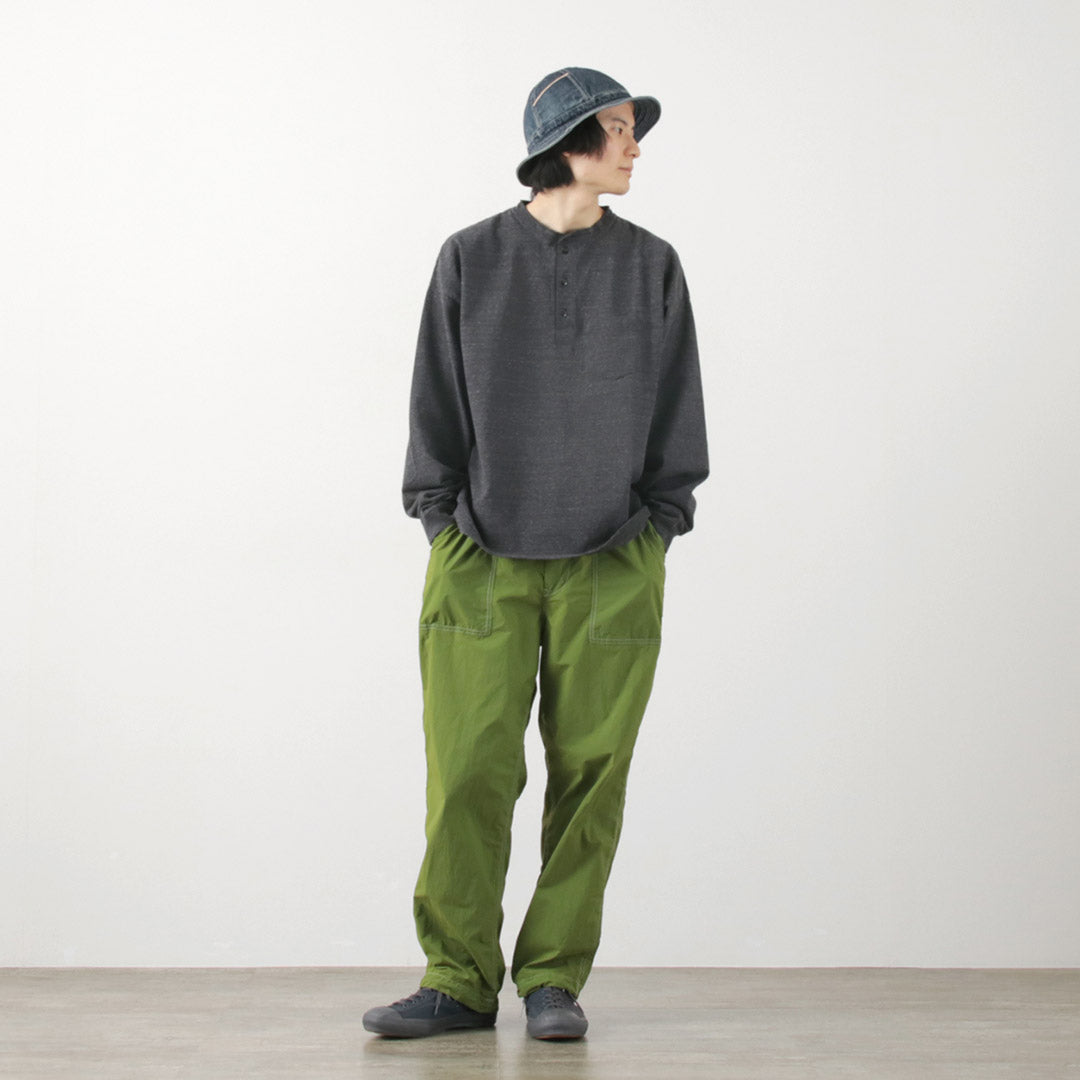 REMI RELIEF(レミレリーフ) 別注 メランジ天竺 ロングスリーブ ヘンリーネック ポケットTシャツ