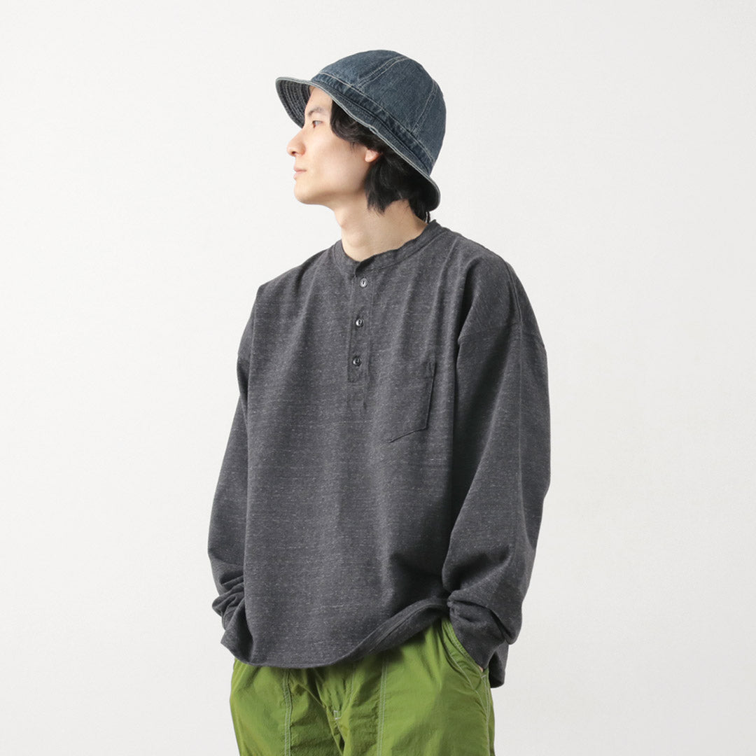 REMI RELIEF(レミレリーフ) 別注 メランジ天竺 ロングスリーブ ヘンリーネック ポケットTシャツ