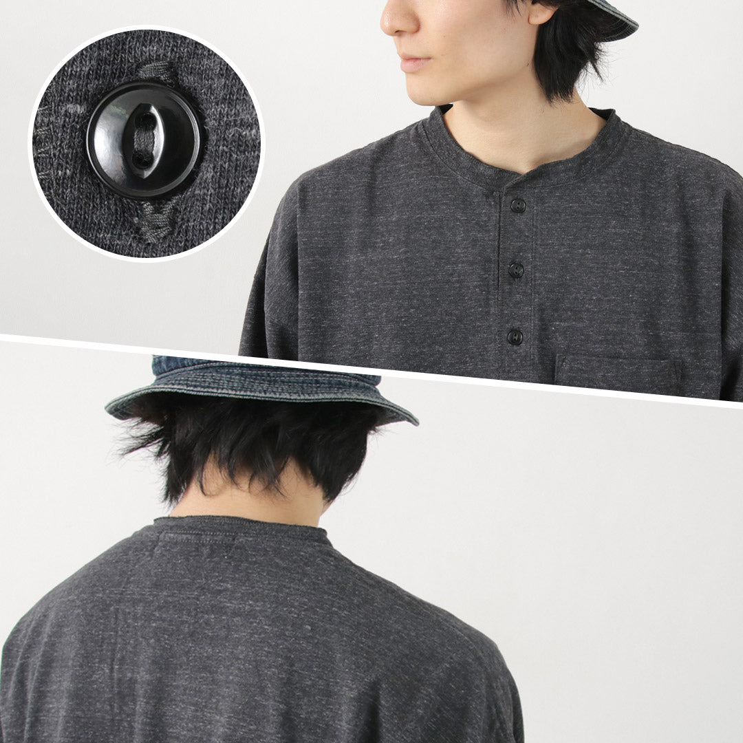 REMI RELIEF(レミレリーフ) 別注 メランジ天竺 ロングスリーブ ヘンリーネック ポケットTシャツ