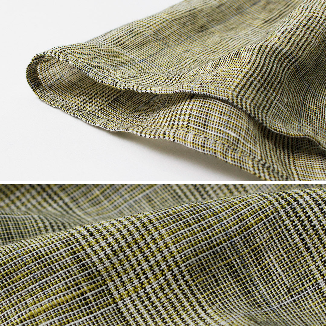 【30%OFF】MAO MADE(マオメイド) リネン チェック&ストライプ ワンピース