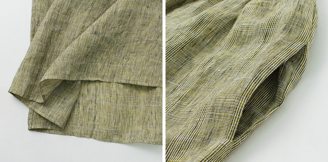 【30%OFF】MAO MADE(マオメイド) リネン チェック&ストライプ ワンピース