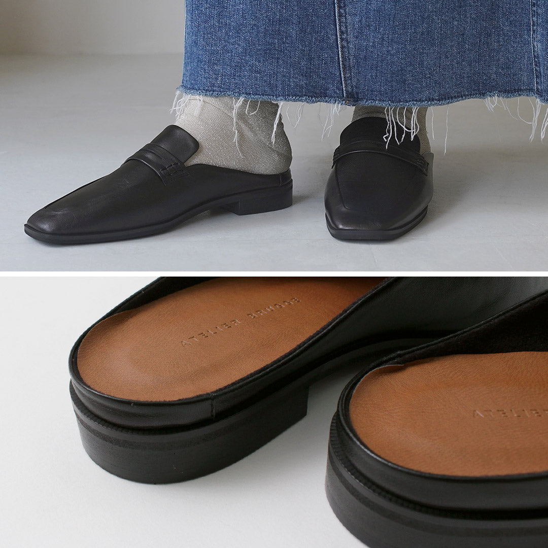 【30%OFF】ATELIER BRUGGE(アトリエブルージュ) ソフトローファー ミュール シープレザー