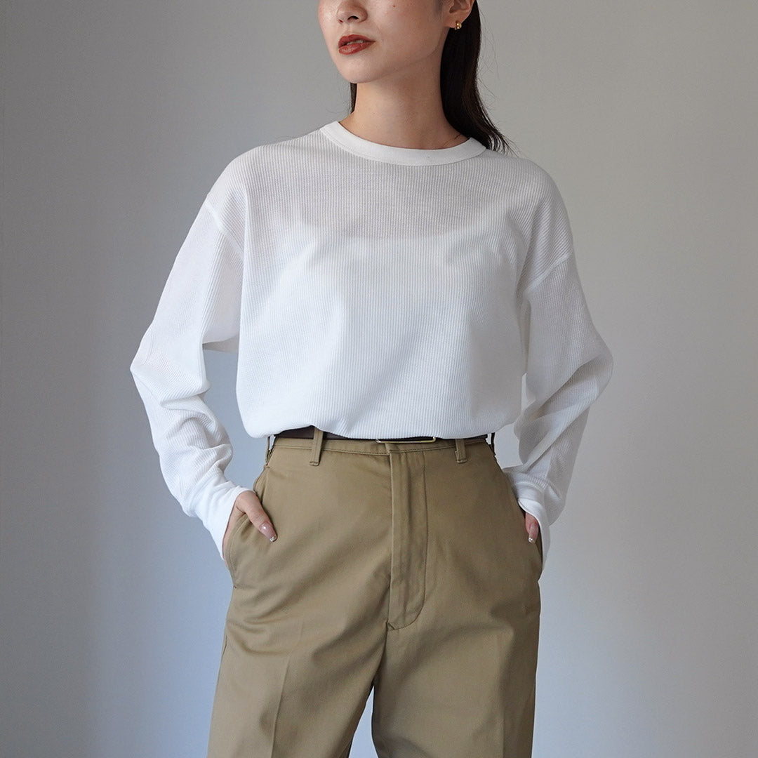 HEALTHKNIT(ヘルスニット) ベーシックワッフル ラウンドヘム クルーネック W