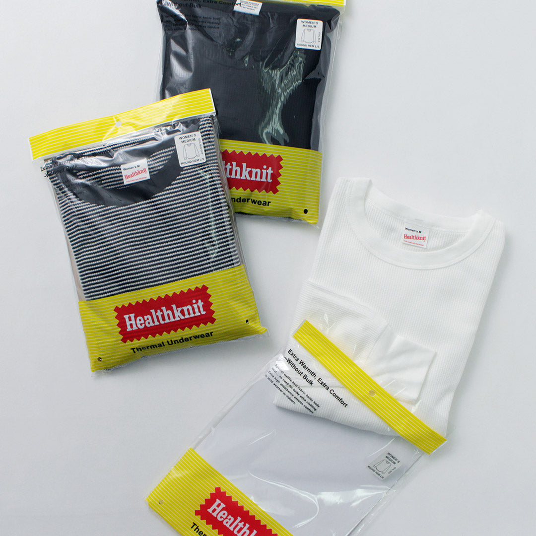 HEALTHKNIT(ヘルスニット) ベーシックワッフル ラウンドヘム クルーネック W