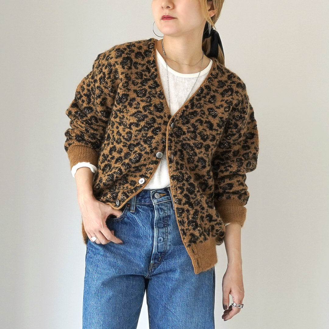 COOHEM(コーヘン) モヘア レオパード ジャガードカーディガン