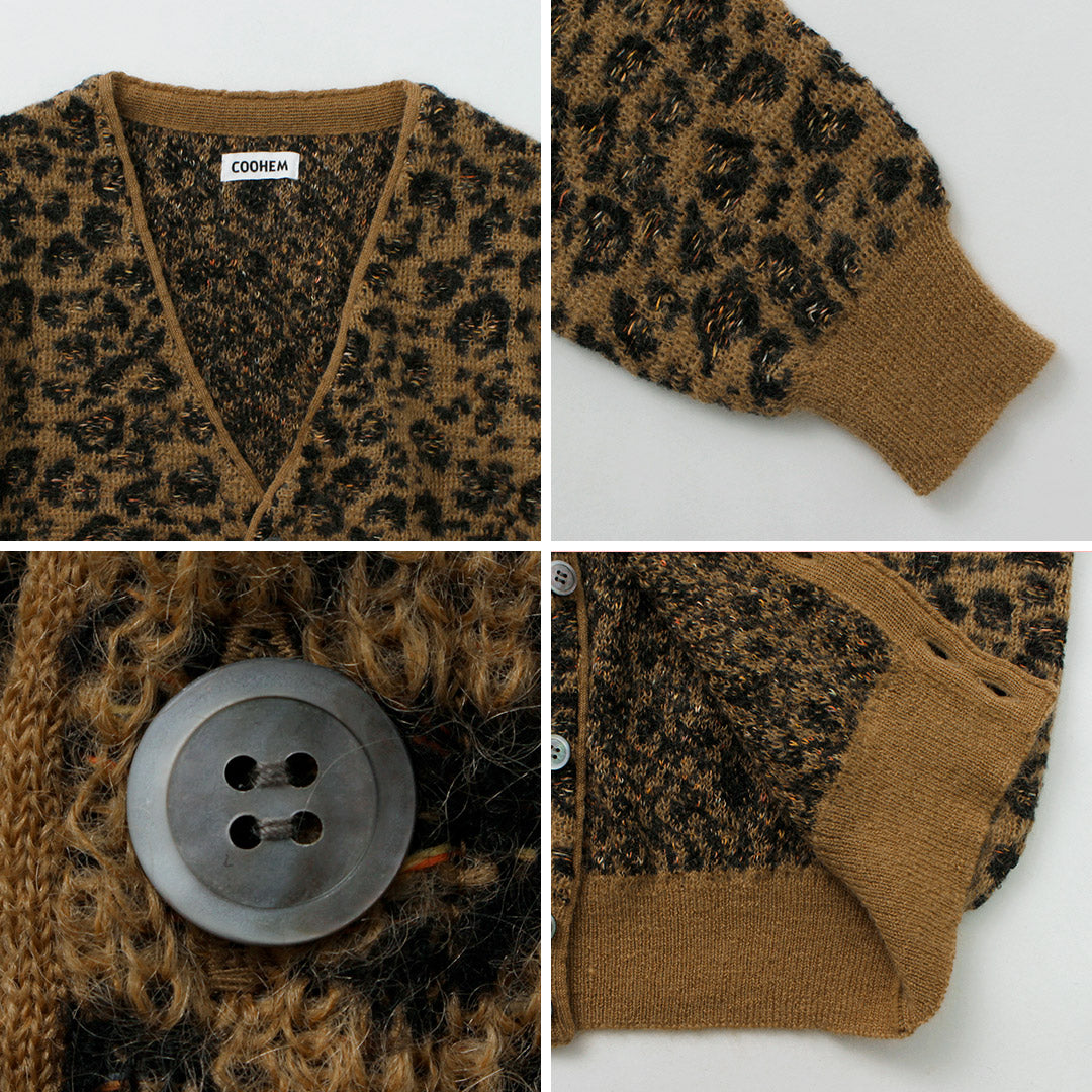 COOHEM(コーヘン) モヘア レオパード ジャガードカーディガン