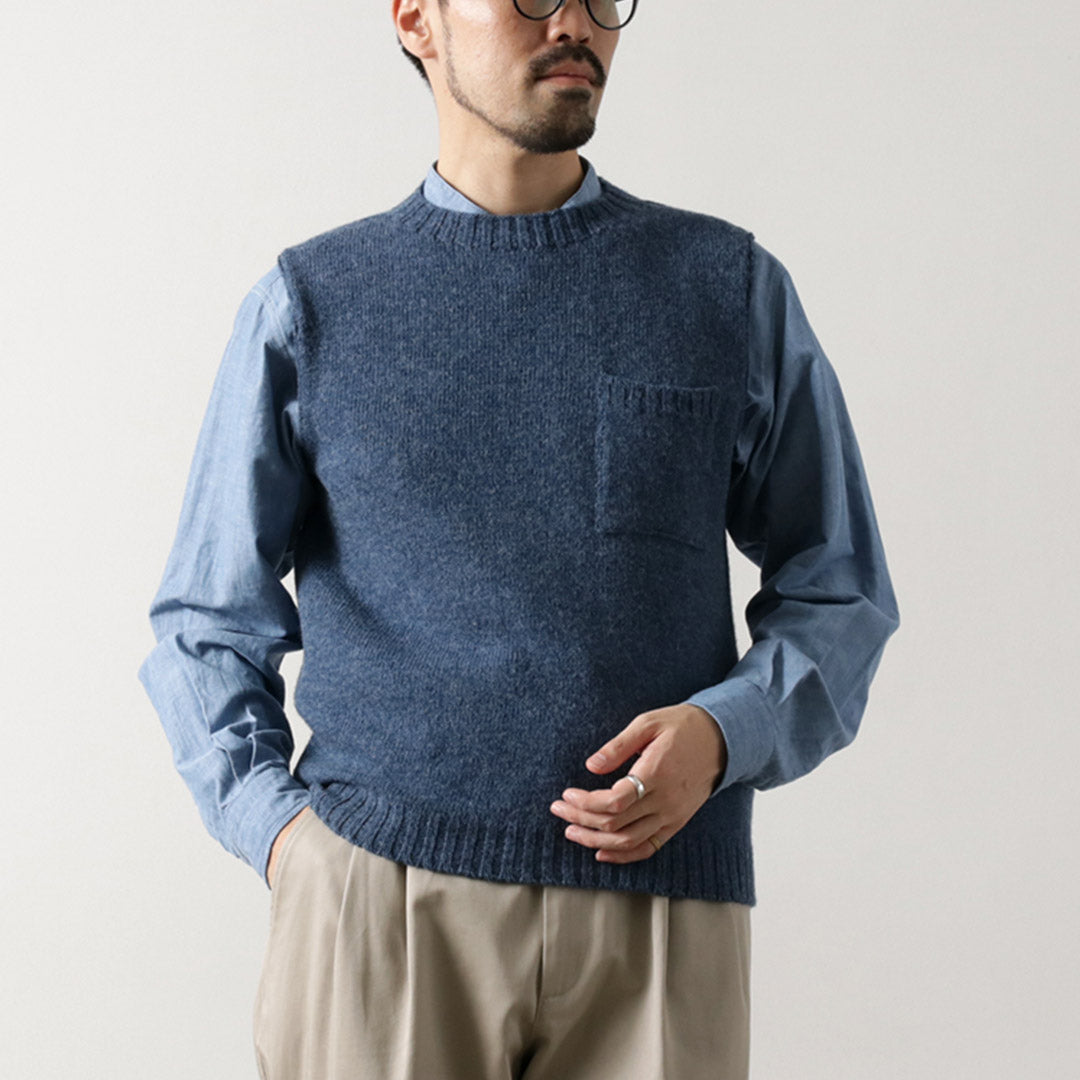 TOM SIMPSON(トムシンプソン) クルーネック ポケット ニットベスト