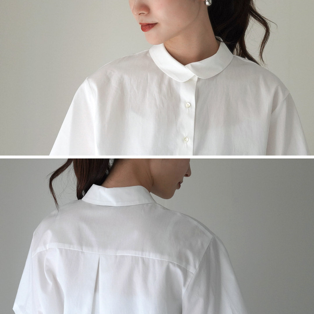 mizuiro ind(ミズイロインド) ラウンドカラー バイカラー ヘムラインシャツ