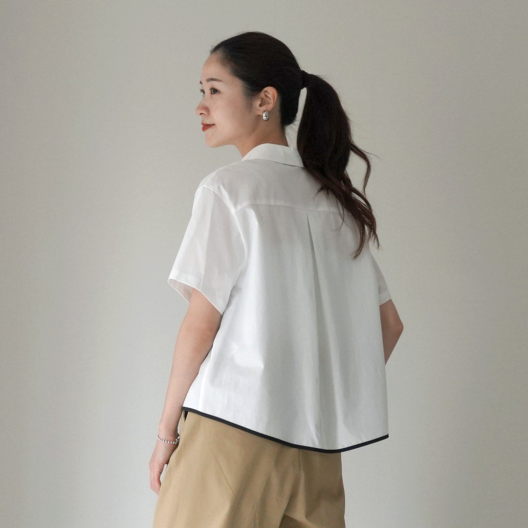 mizuiro ind(ミズイロインド) ラウンドカラー バイカラー ヘムラインシャツ