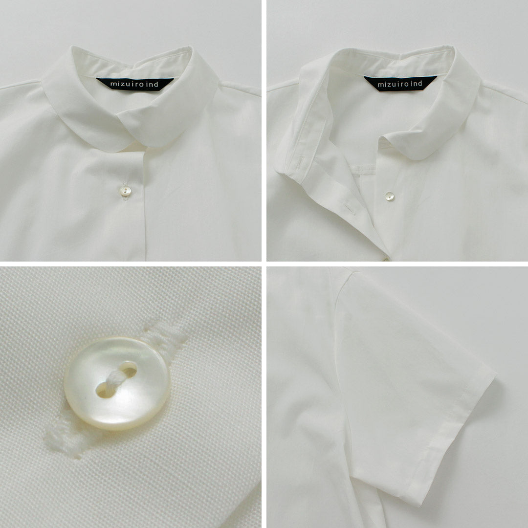 mizuiro ind(ミズイロインド) ラウンドカラー バイカラー ヘムラインシャツ