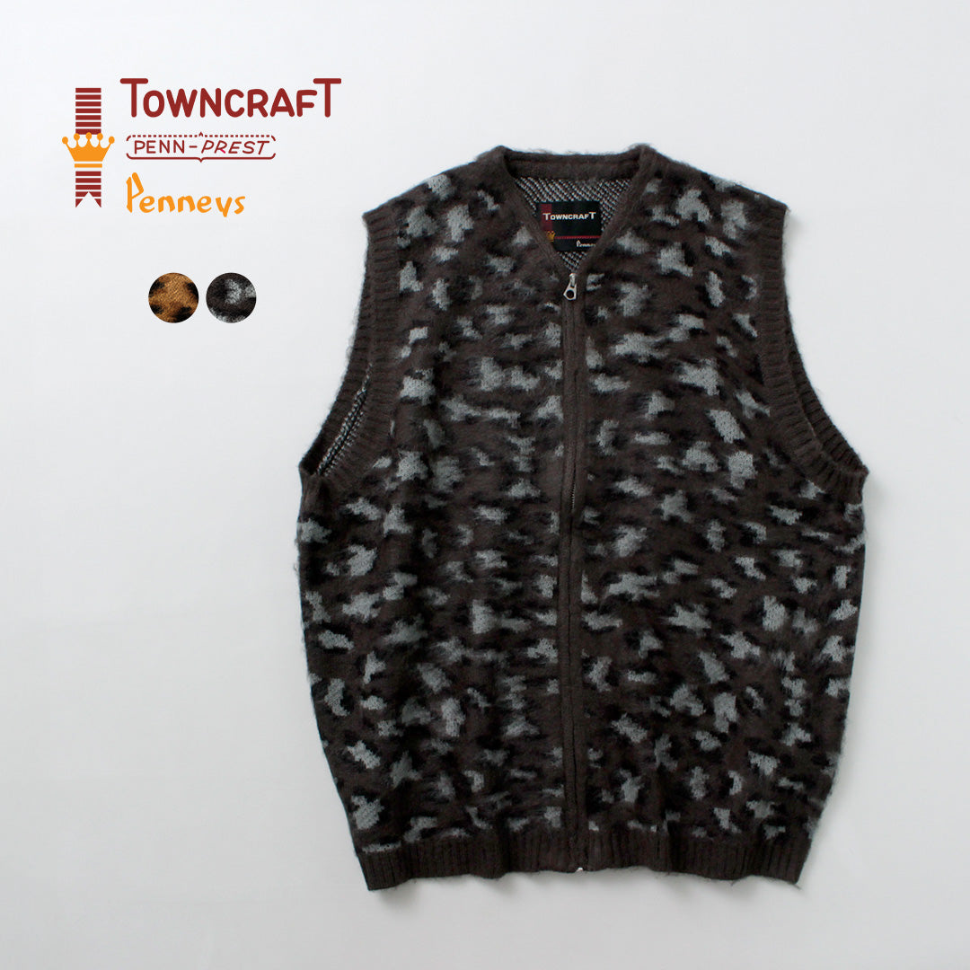 TOWN CRAFT(タウンクラフト) シャギー ヴィンテージパターン ジップベスト