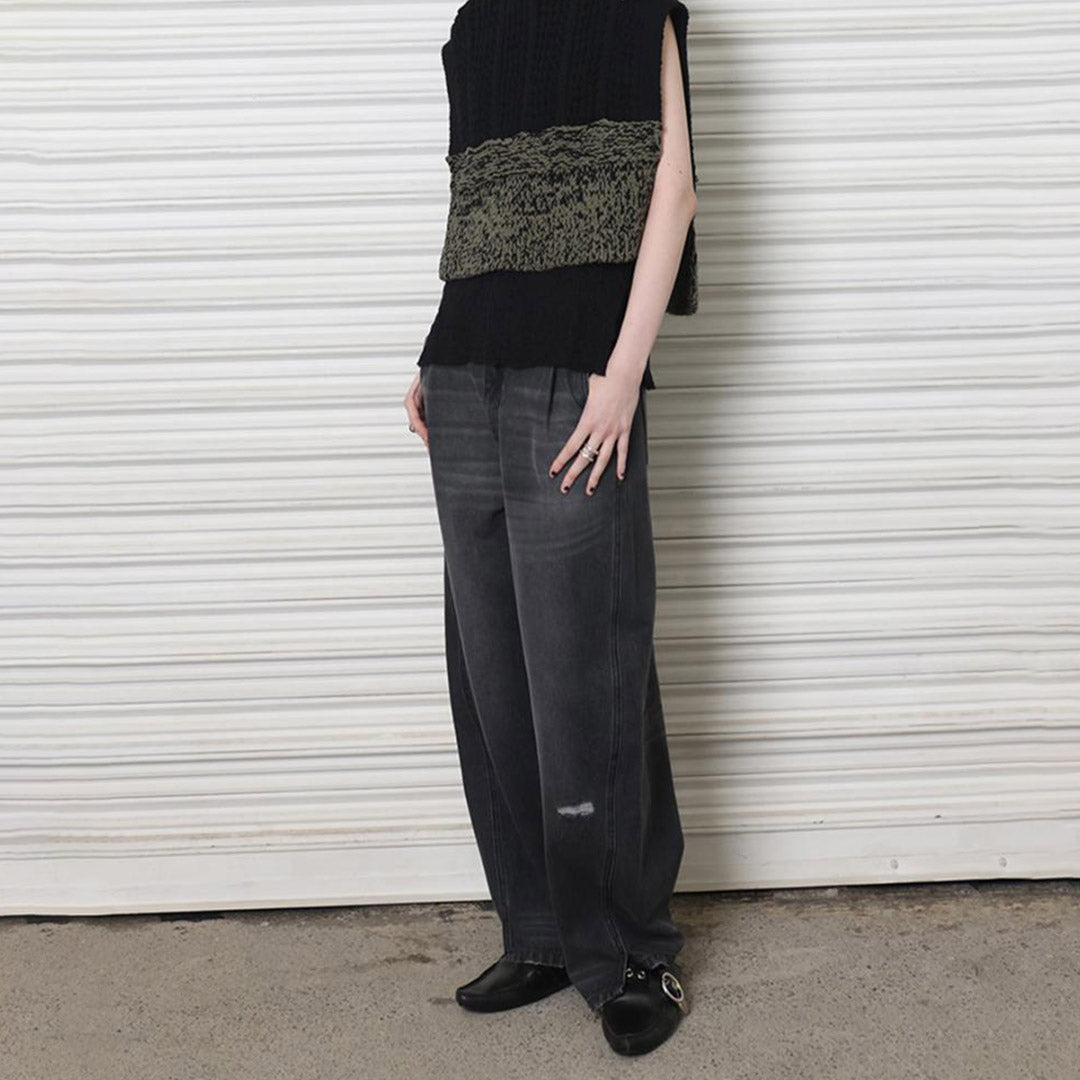 YENN(イェン) カーブシームデニム パンツ グレー