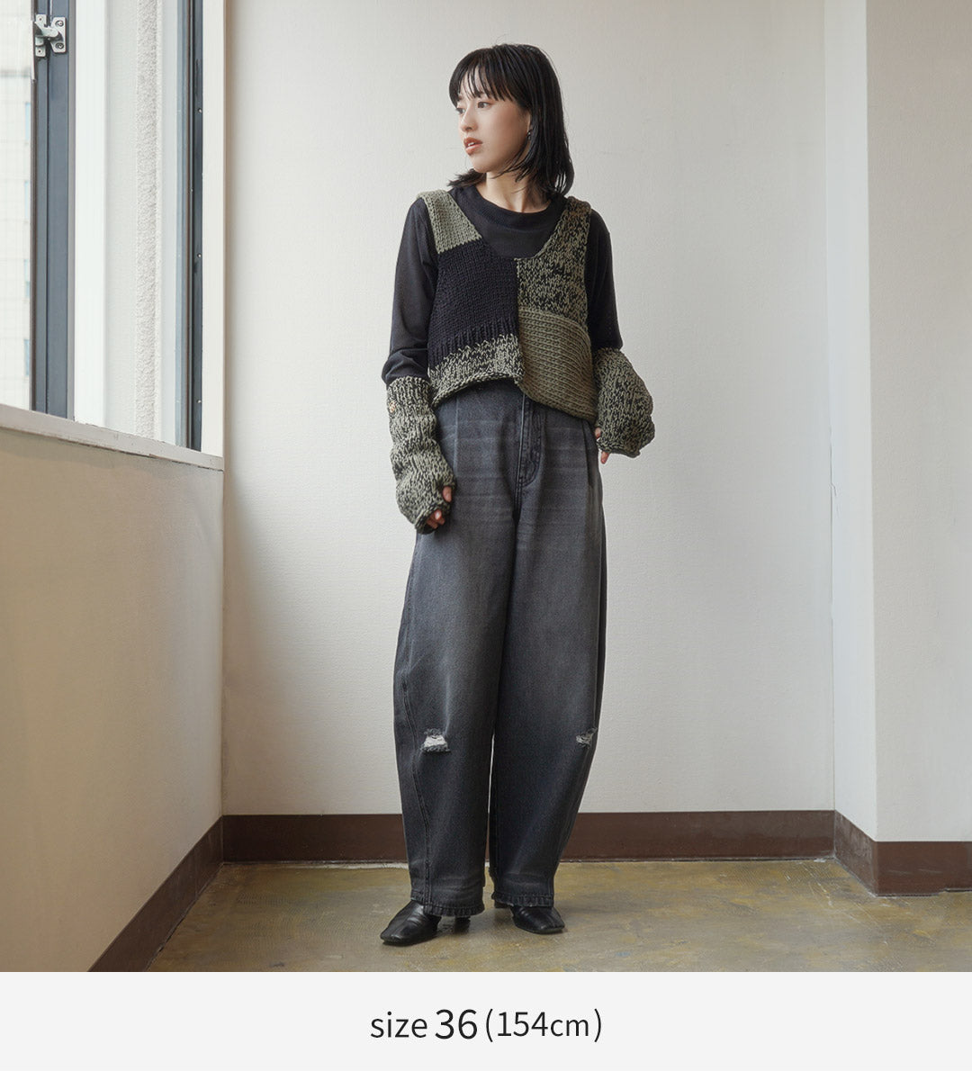 YENN(イェン) カーブシームデニム パンツ グレー